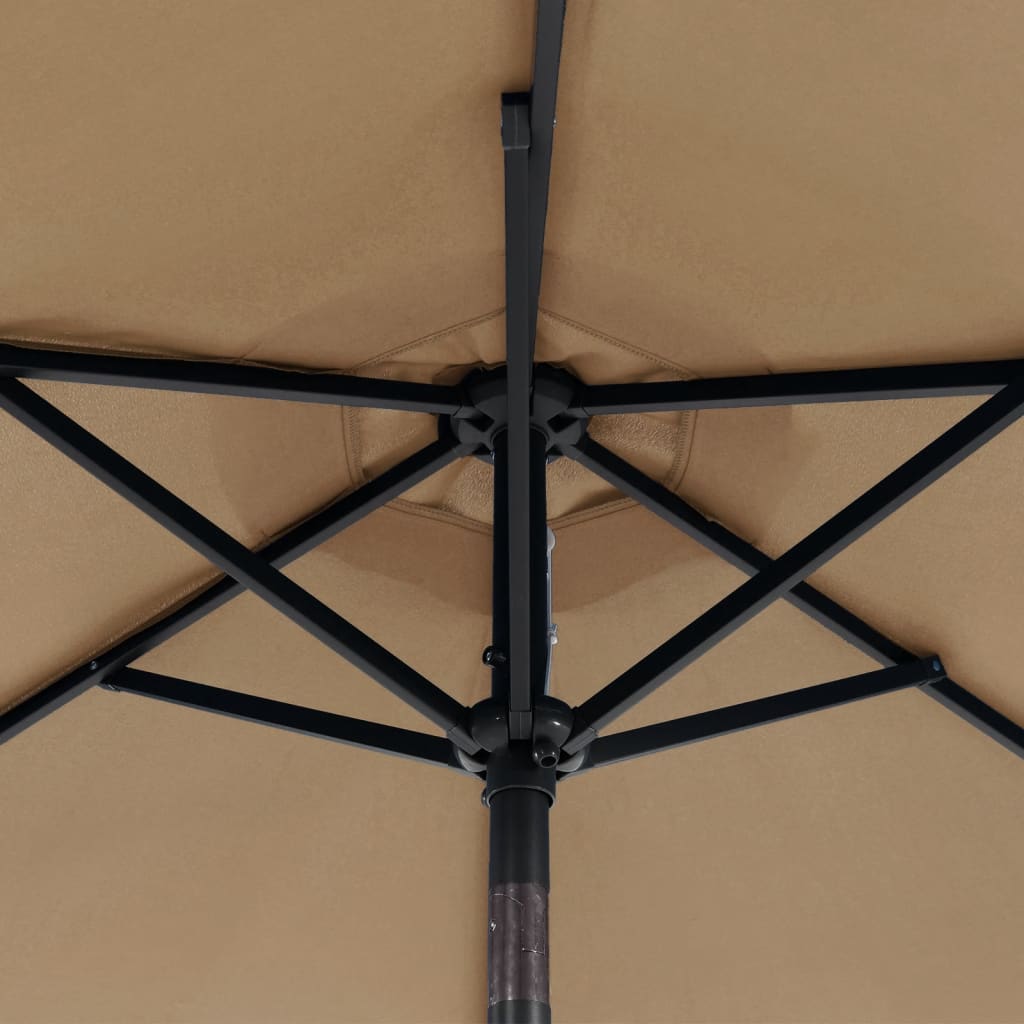 Ombrellone Giardino con LED Palo Acciaio Tortora 225x225x212 cm