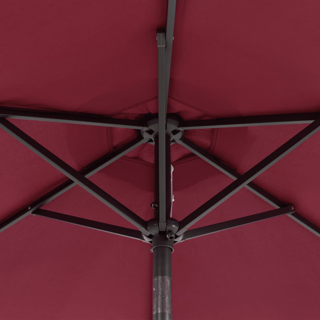 Ombrellone Giardino LED Palo Acciaio Rosso Bordò 225x225x212 cm