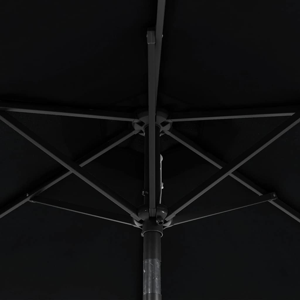 Ombrellone Giardino con LED Palo Acciaio Nero 225x225x212 cm