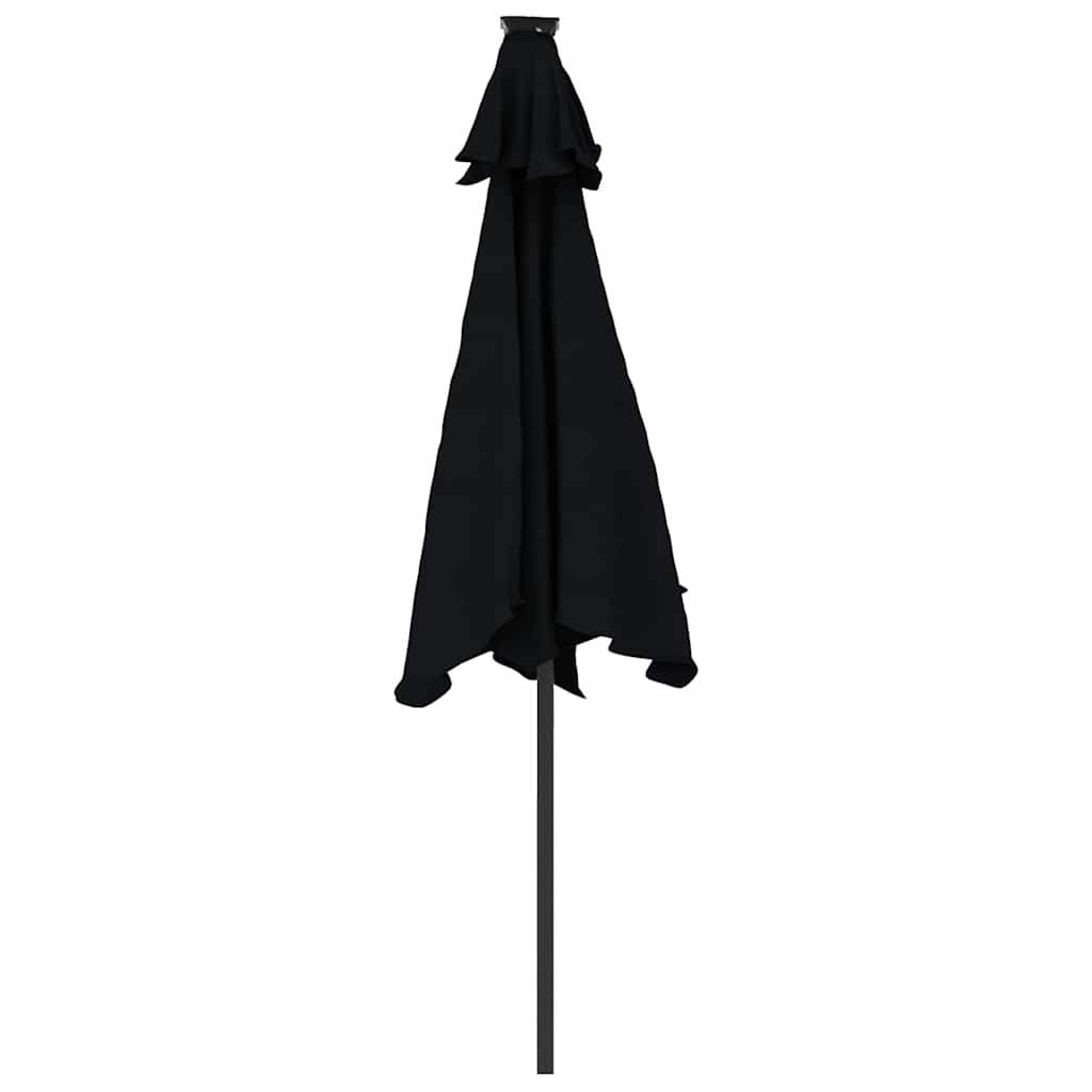 Ombrellone Giardino con LED Palo Acciaio Nero 225x225x212 cm