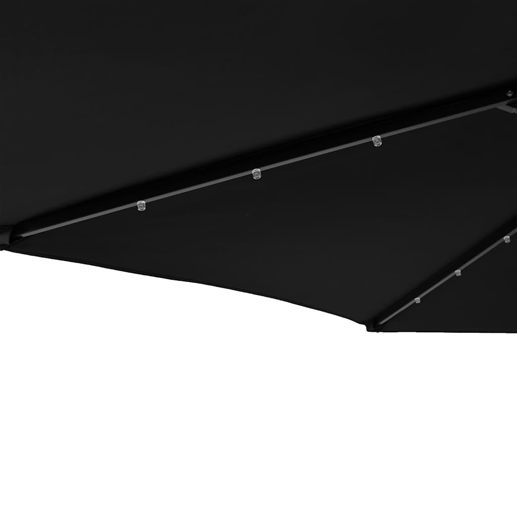 Ombrellone Giardino con LED Palo Acciaio Nero 225x225x212 cm