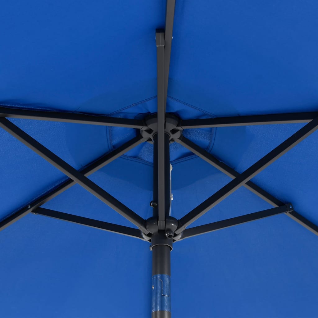 Ombrellone Giardino con LED Palo Acciaio Azzurro 225x225x212 cm
