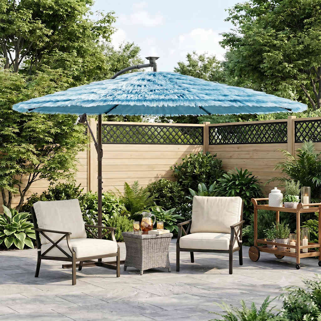 Ombrellone Giardino con Palo in Acciaio Blu 269x269x235 cm