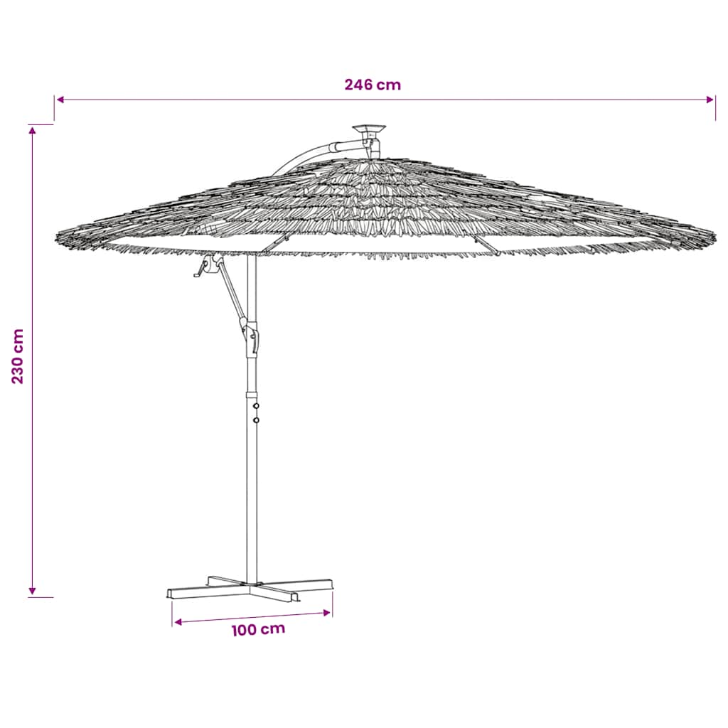 Ombrellone Giardino LED e Palo in Acciaio Marrone 246x246x230cm