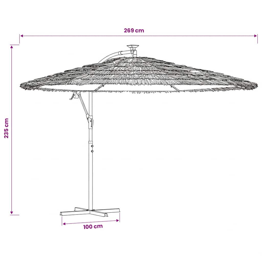 Ombrellone Giardino LED e Palo in Acciaio Marrone 269x269x235cm