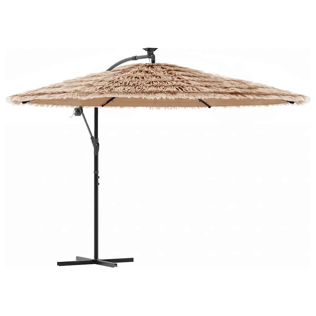 Ombrellone Giardino LED e Palo in Acciaio Marrone 269x269x235cm