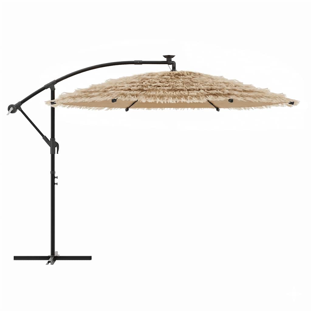 Ombrellone Giardino LED e Palo in Acciaio Marrone 269x269x235cm