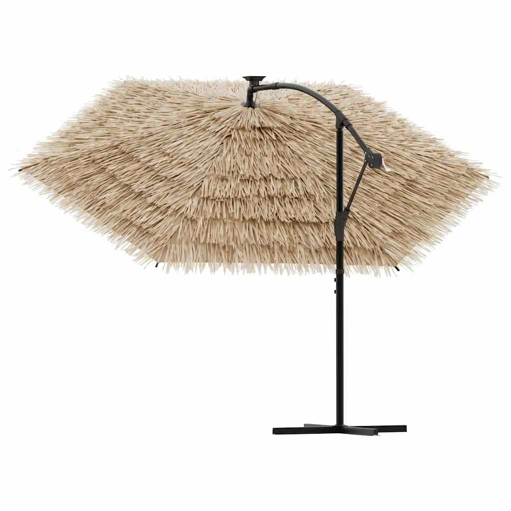 Ombrellone Giardino LED e Palo in Acciaio Marrone 269x269x235cm