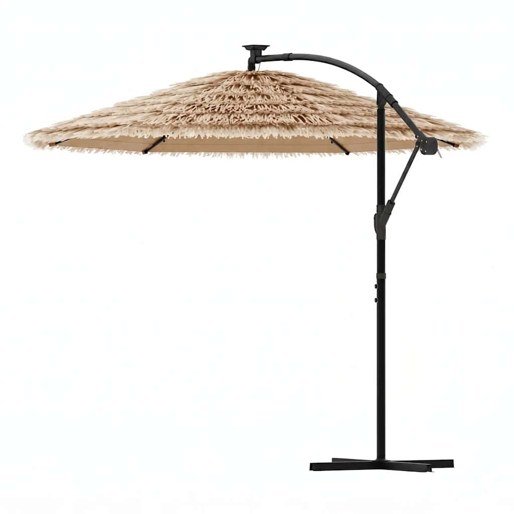 Ombrellone Giardino LED e Palo in Acciaio Marrone 269x269x235cm
