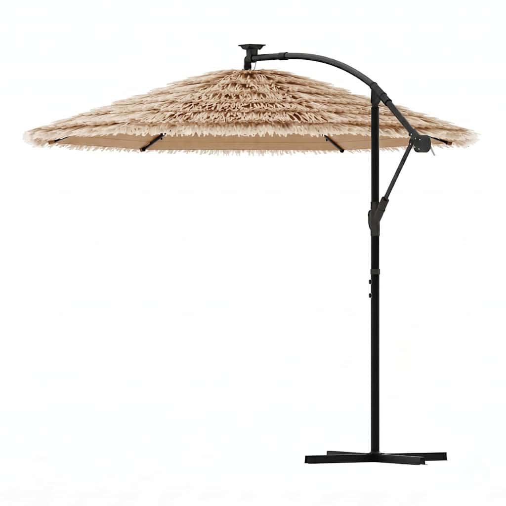 Ombrellone Giardino LED e Palo in Acciaio Marrone 290x290x238cm