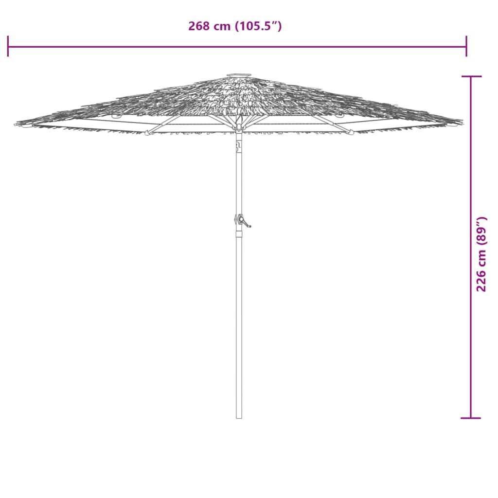 Ombrellone Giardino con Palo in Acciaio Bianco 268x268x226 cm