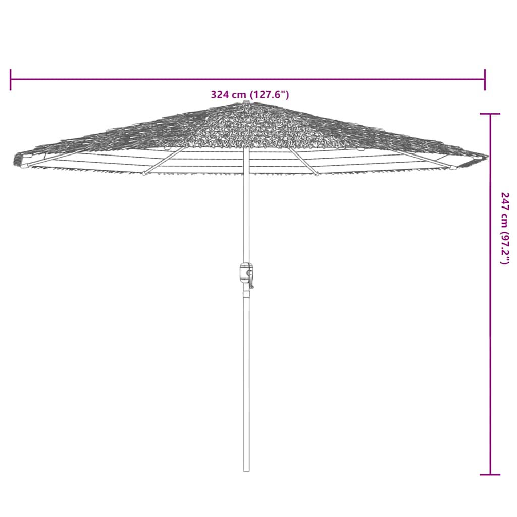 Ombrellone Giardino con Palo in Acciaio Marrone 324x324x247 cm