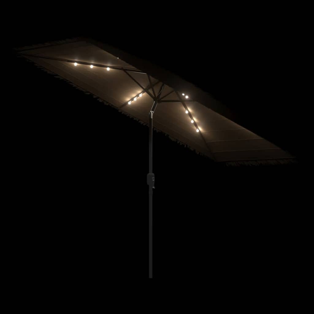 Ombrellone Giardino LED e Palo in Acciaio Marrone 300x200x250cm