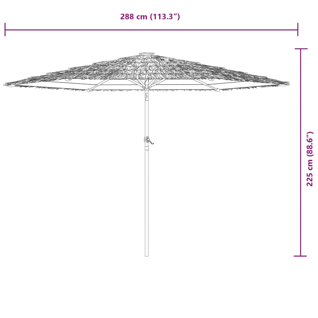 Ombrellone Giardino LED e Palo in Acciaio Marrone 288x288x225cm