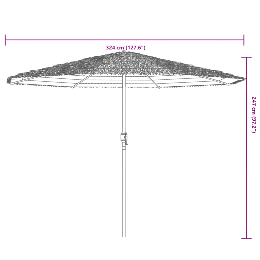 Ombrellone Giardino LED e Palo in Acciaio Marrone 324x324x247cm