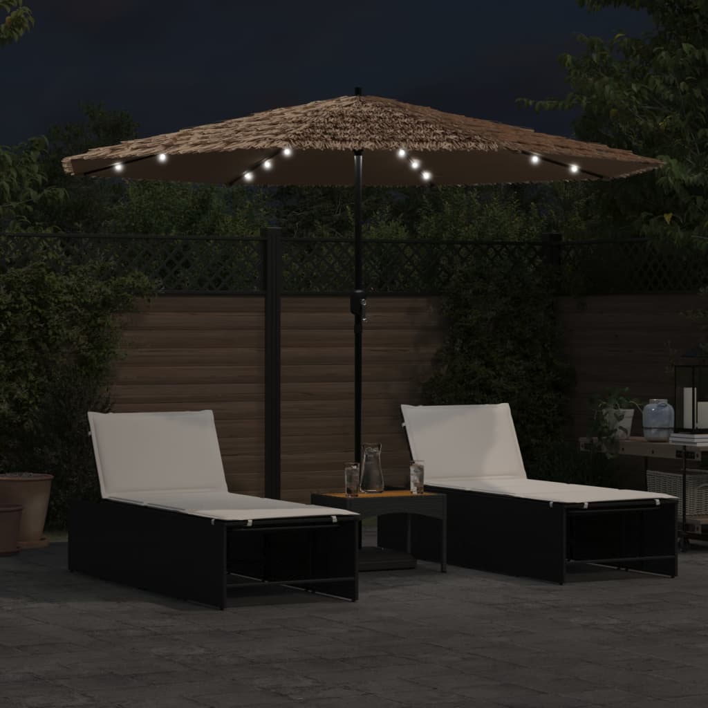 Ombrellone Giardino LED e Palo in Acciaio Marrone 324x324x247cm