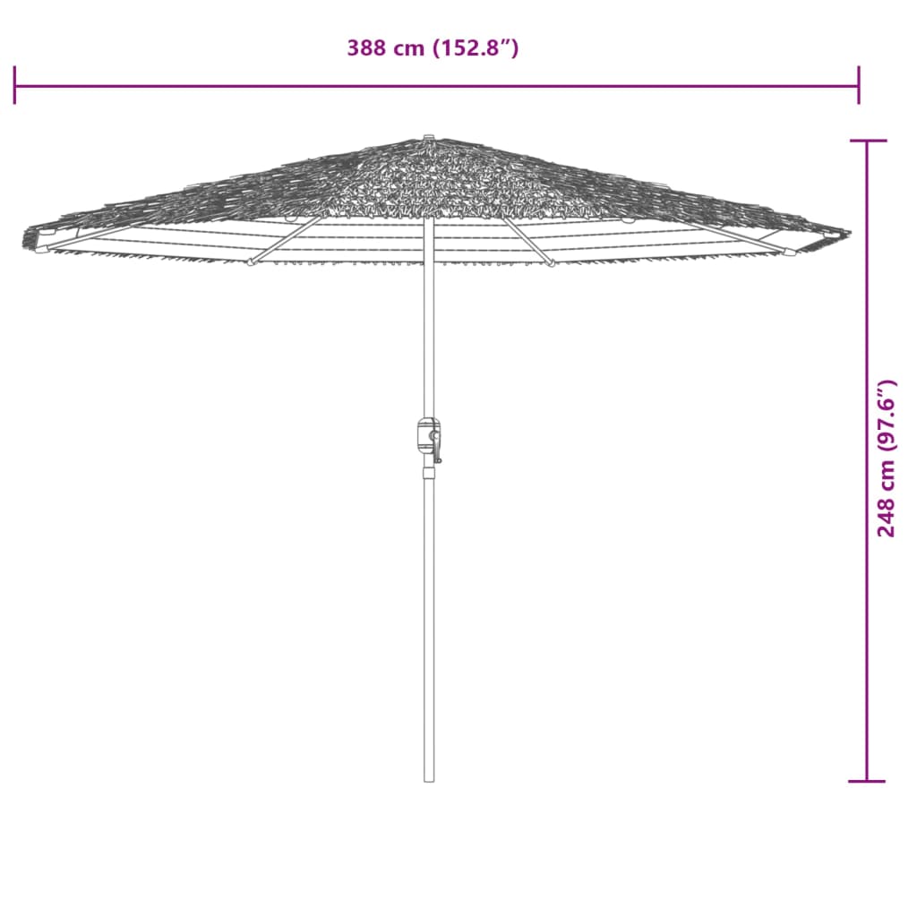 Ombrellone Giardino LED e Palo in Acciaio Marrone 388x388x248cm