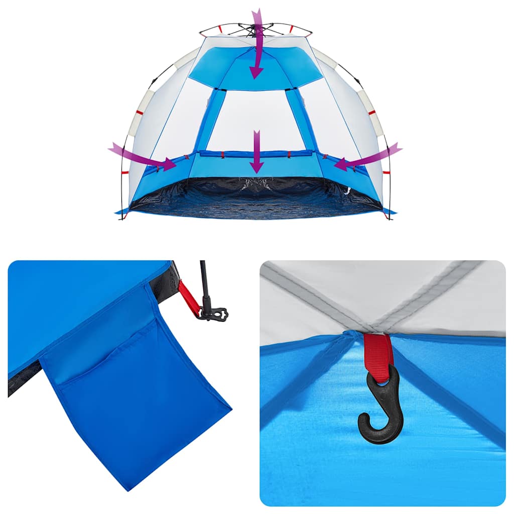 Tenda da Spiaggia 2Persone Azzurro Rilascio Rapido Impermeabile