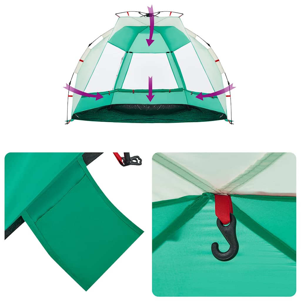 Tenda da Spiaggia 2 Persone Verde Rilascio Rapido Impermeabile