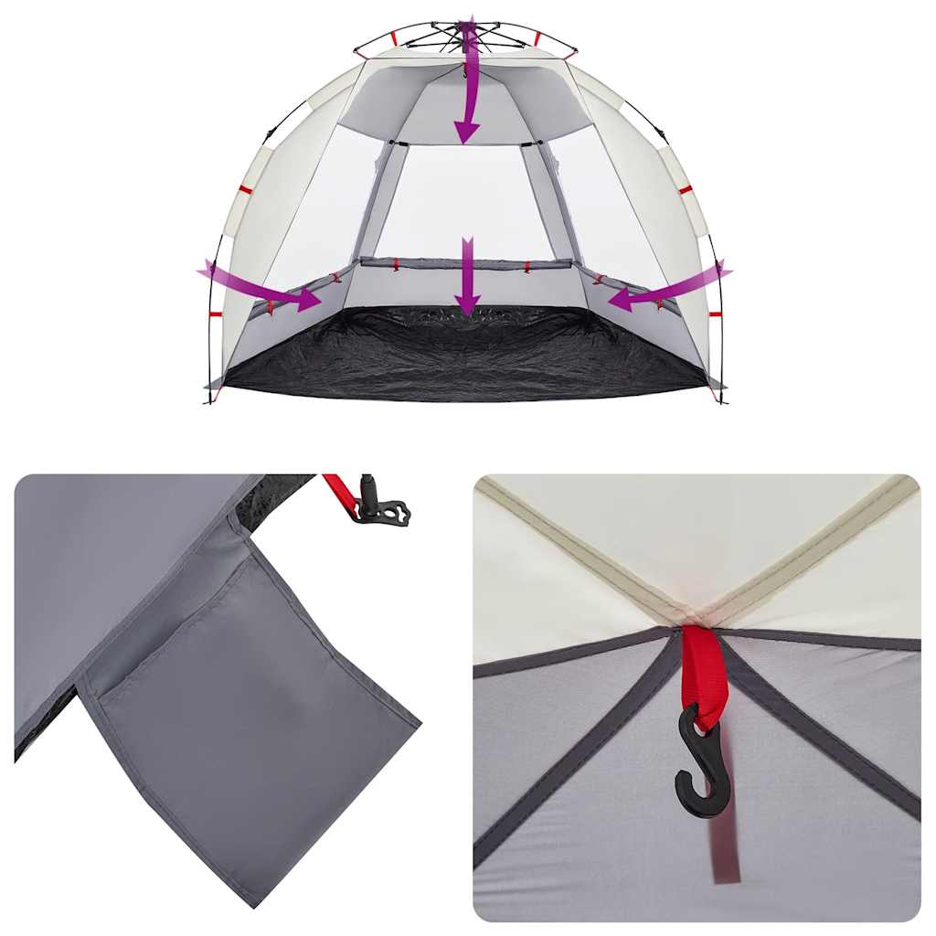 Tenda da Spiaggia 2 Persone Grigio Rilascio Rapido Impermeabile
