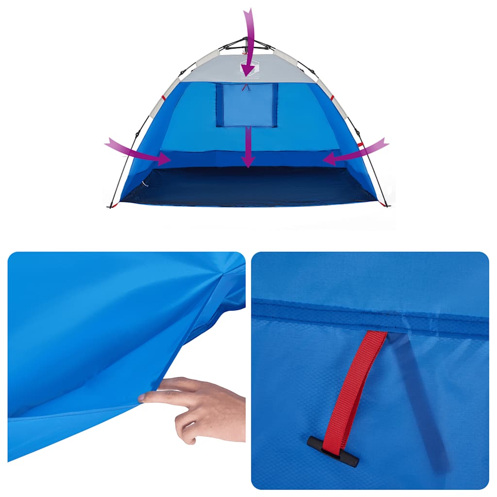 Tenda da Spiaggia 2Persone Azzurro Rilascio Rapido Impermeabile