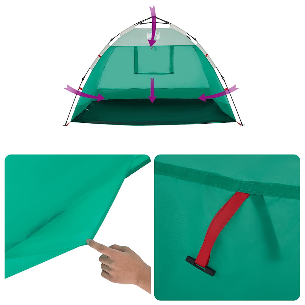 Tenda da Spiaggia 2 Persone Verde Rilascio Rapido Impermeabile