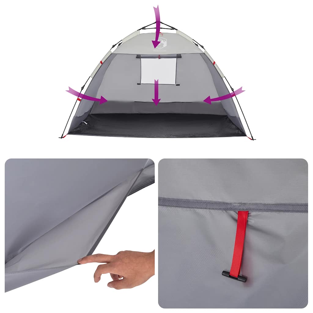 Tenda da Spiaggia 2 Persone Grigio Rilascio Rapido Impermeabile