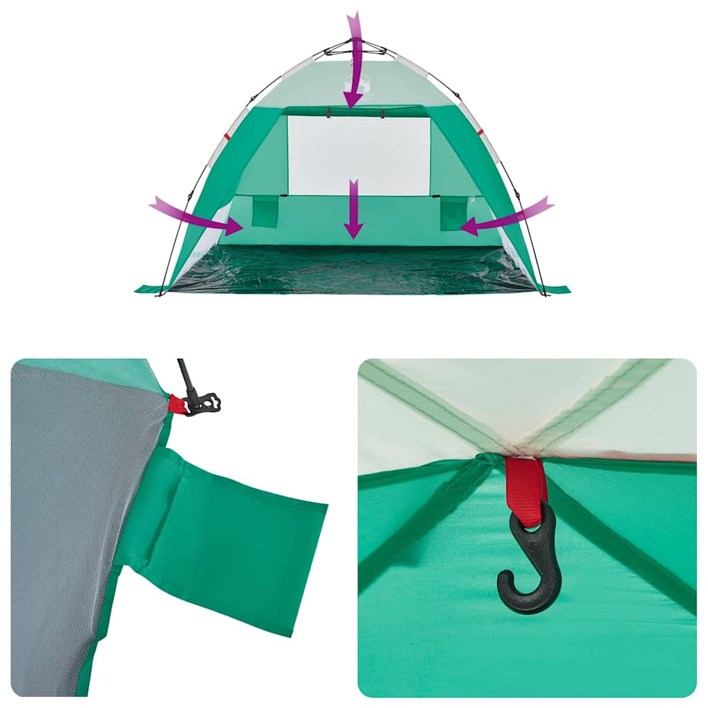 Tenda da Spiaggia 2 Persone Verde Rilascio Rapido Impermeabile