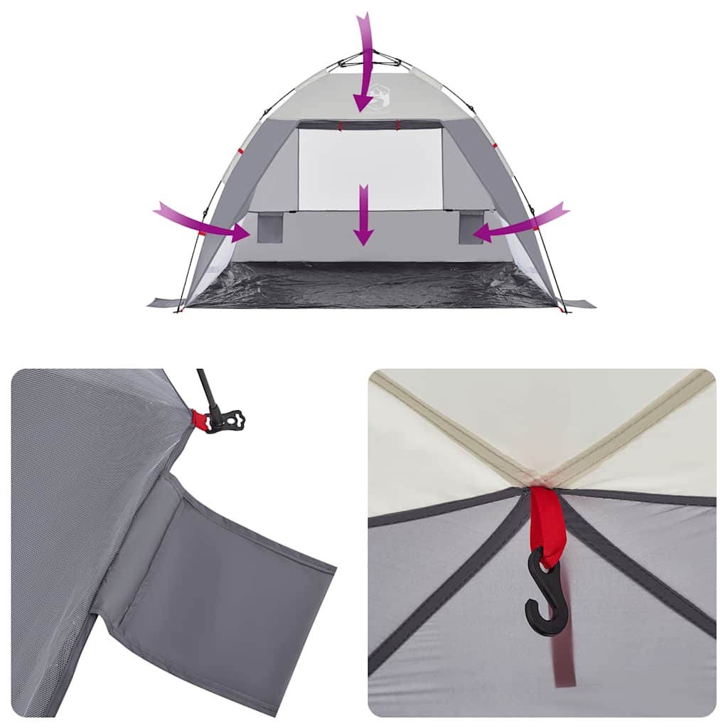 Tenda da Spiaggia 2 Persone Grigio Rilascio Rapido Impermeabile