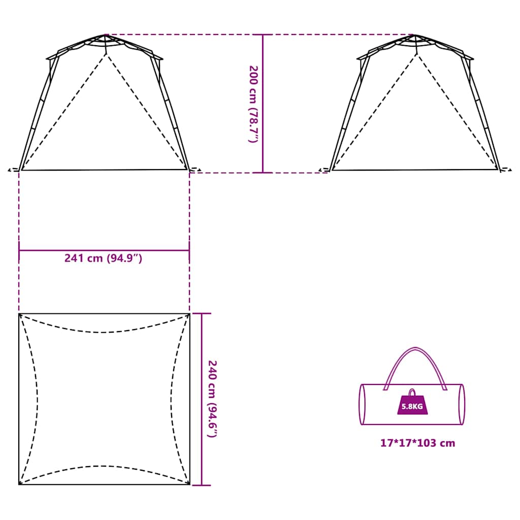 Tenda da Spiaggia 4 Persone Grigio Rilascio Rapido Impermeabile