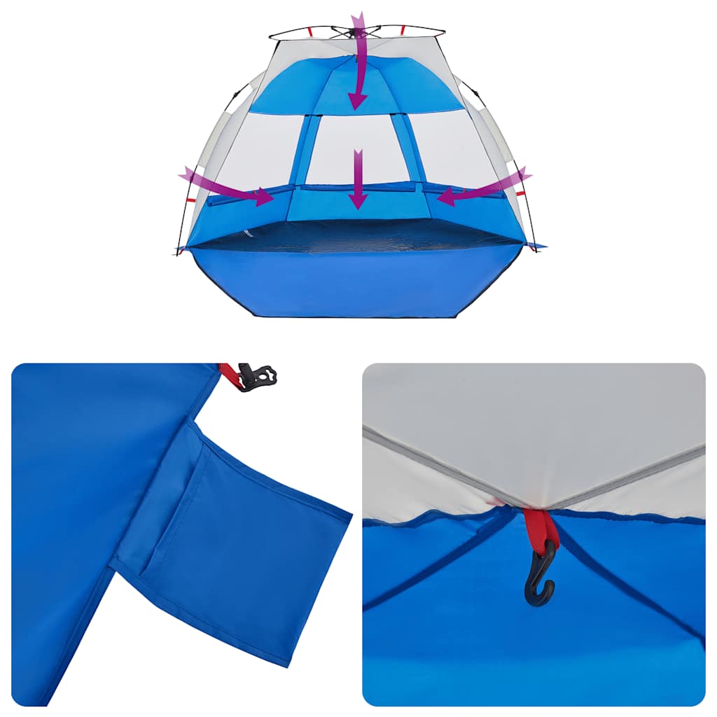 Tenda da Spiaggia 2Persone Azzurro Rilascio Rapido Impermeabile