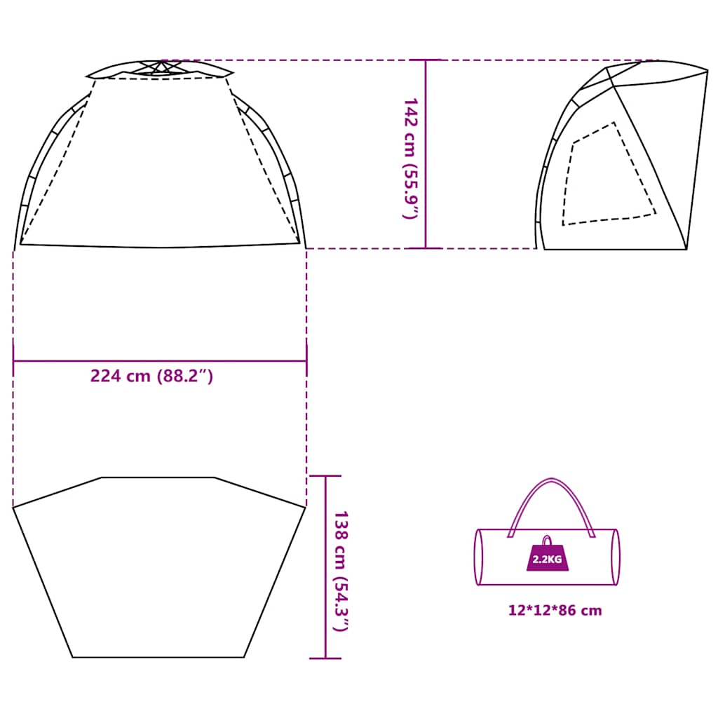 Tenda da Spiaggia 2Persone Azzurro Rilascio Rapido Impermeabile