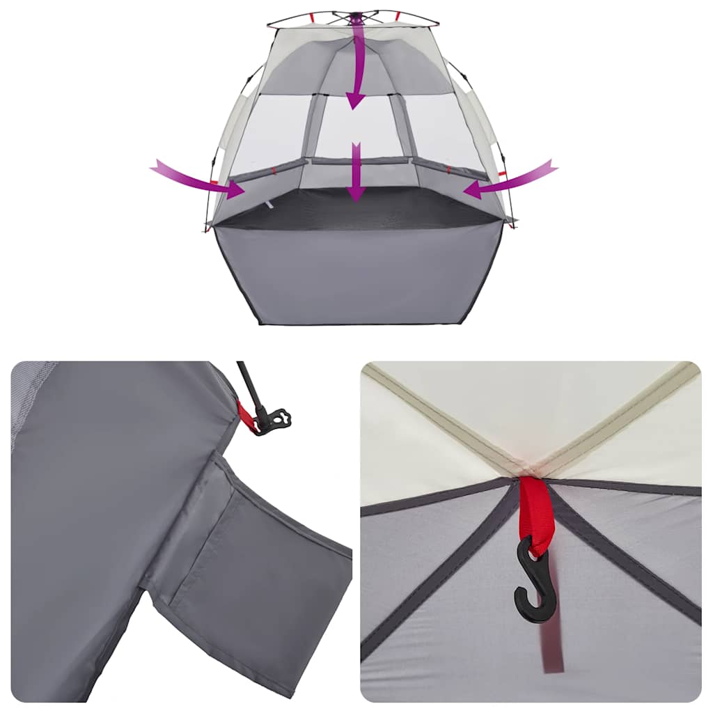 Tenda da Spiaggia 2 Persone Grigio Rilascio Rapido Impermeabile