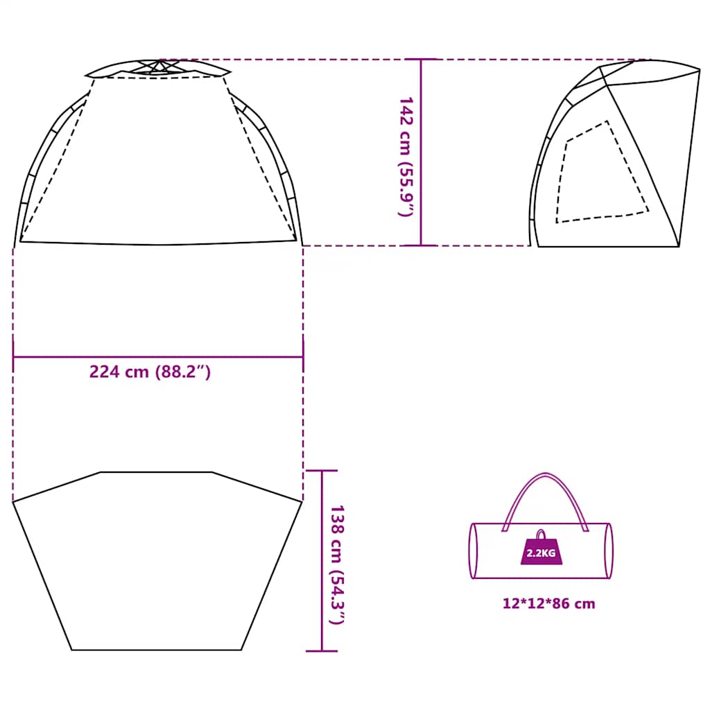 Tenda da Spiaggia 2 Persone Grigio Rilascio Rapido Impermeabile
