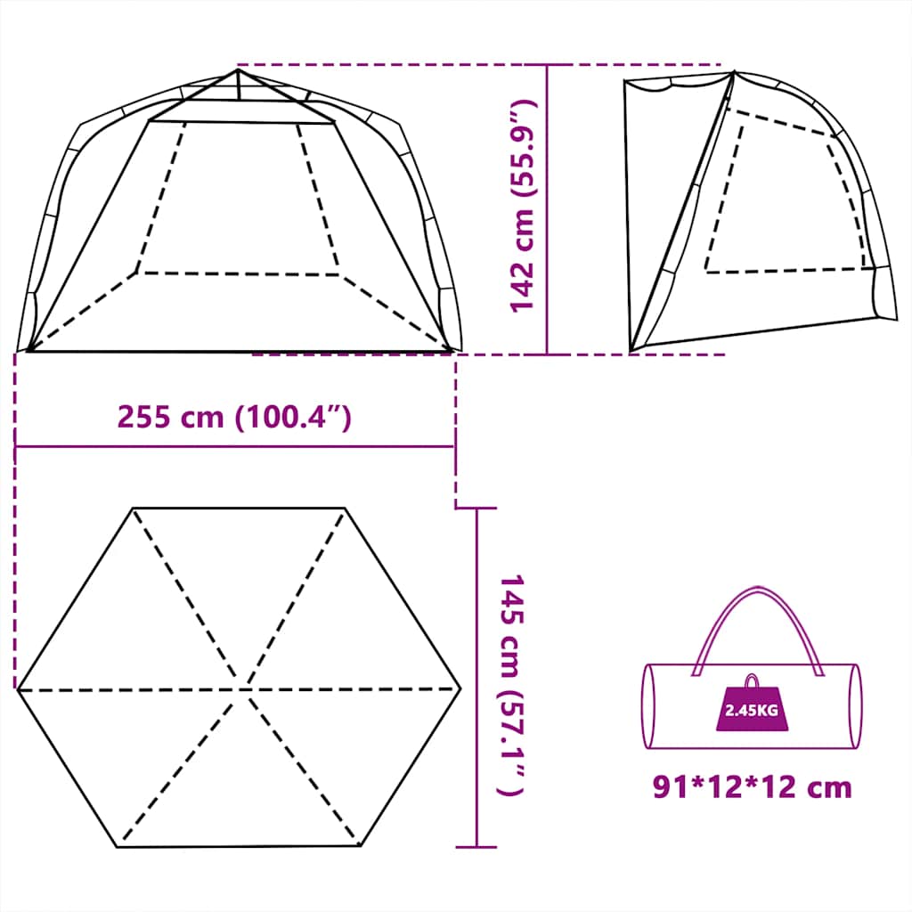 Tenda da Spiaggia 3 Persone Grigio Rilascio Rapido Impermeabile