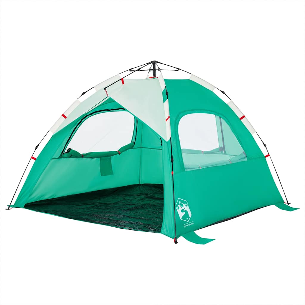 Tenda da Spiaggia 3 Persone Verde Rilascio Rapido Impermeabile