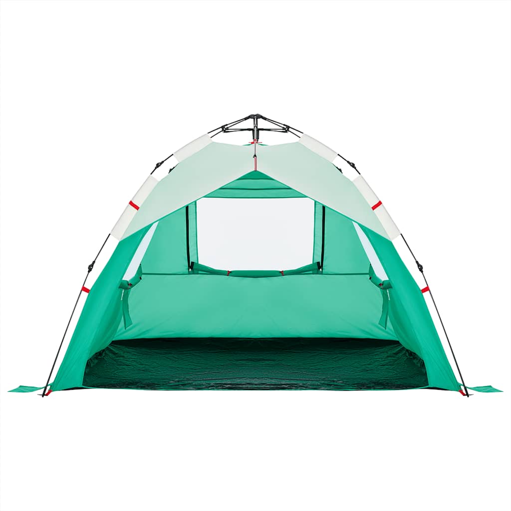 Tenda da Spiaggia 3 Persone Verde Rilascio Rapido Impermeabile