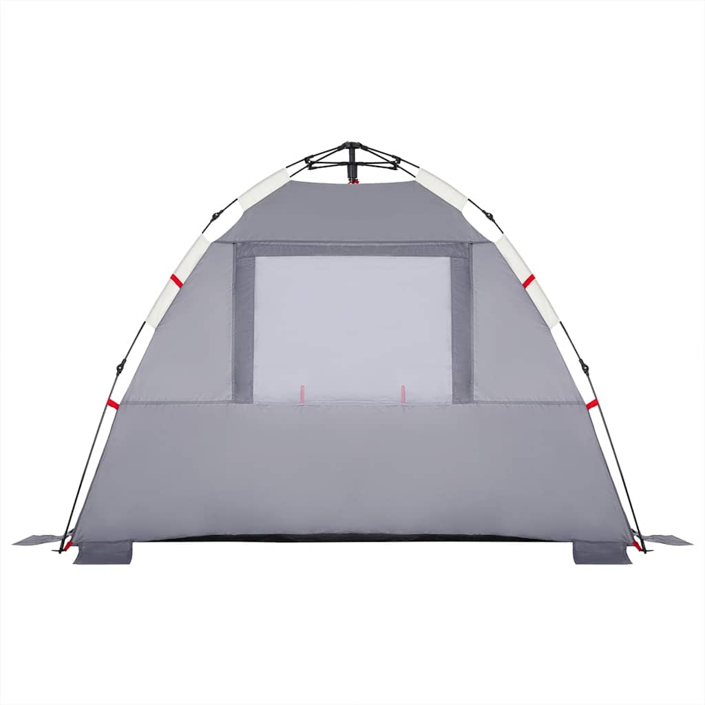 Tenda da Spiaggia 3 Persone Grigio Rilascio Rapido Impermeabile
