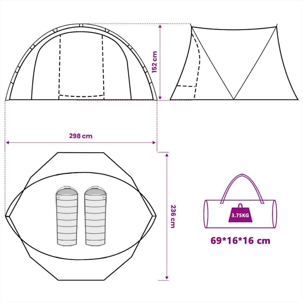 Tenda da Pesca per 2 Persone Mimetica Impermeabile