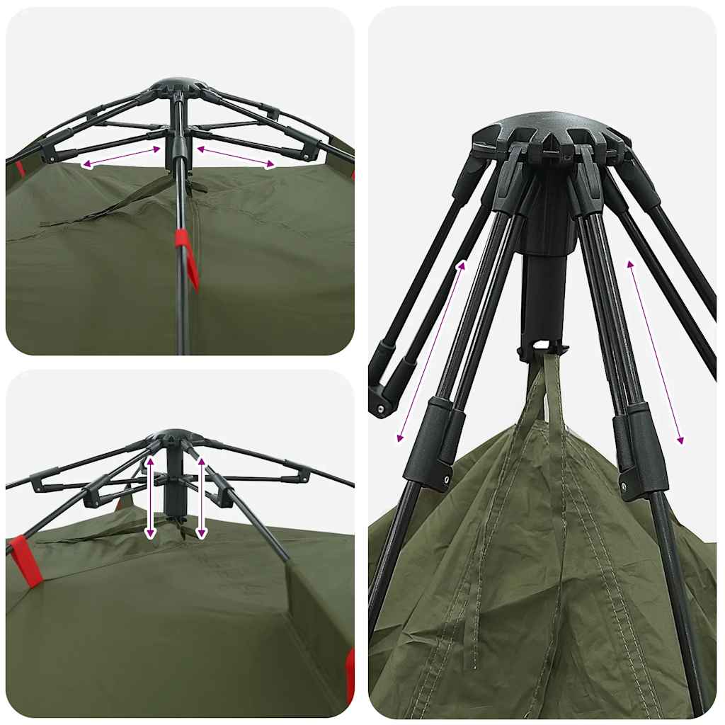 Tenda da Pesca 4 Persone Verde Oliva a Rilascio Rapido