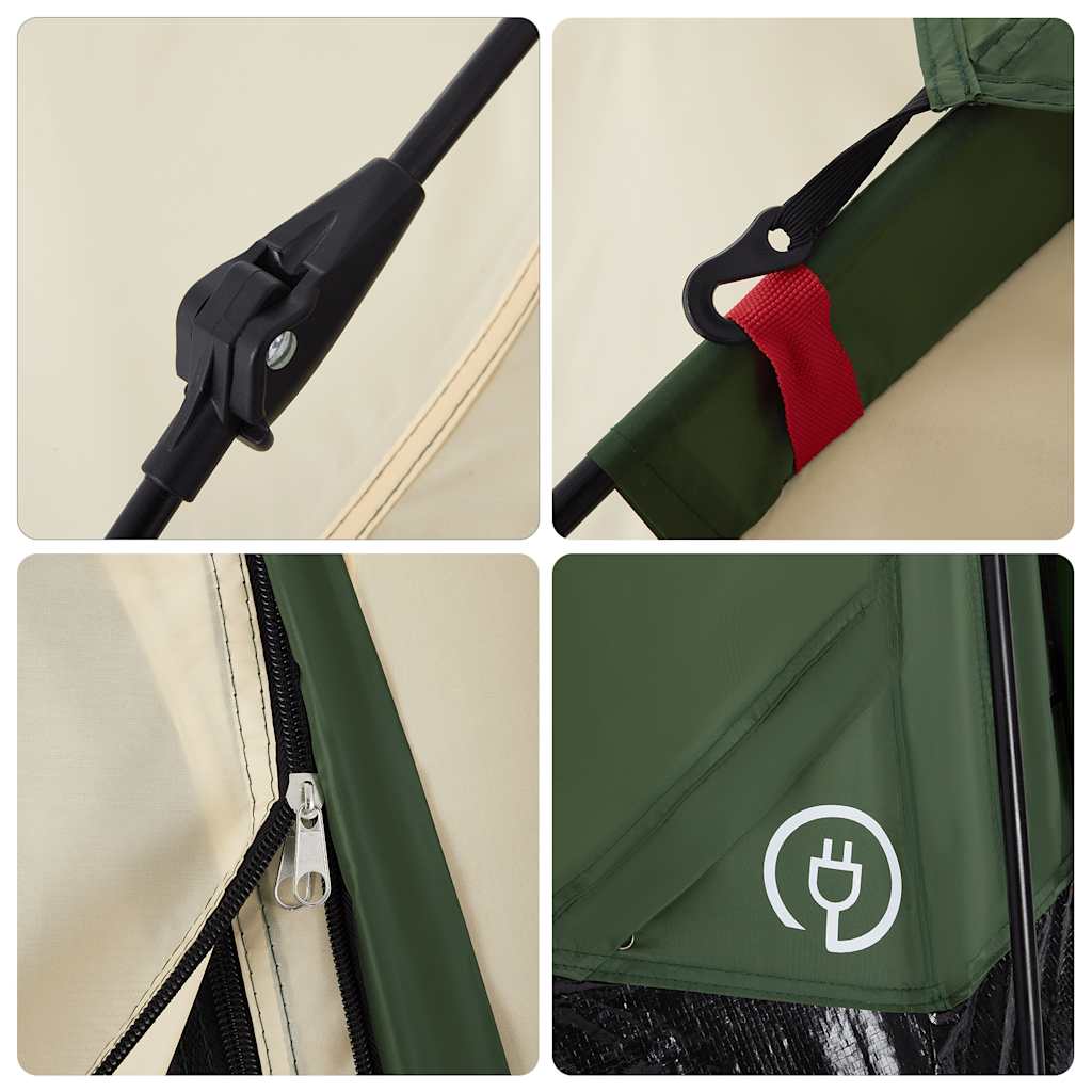 Tenda da Campeggio Cabina 4 Persone Verde a Rilascio Rapido