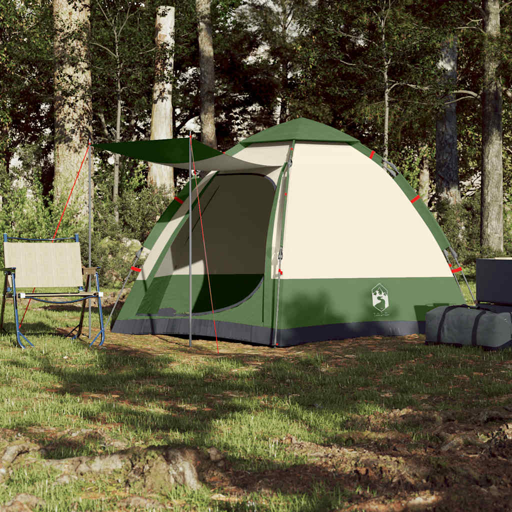 Tenda da Campeggio Cabina 4 Persone Verde a Rilascio Rapido