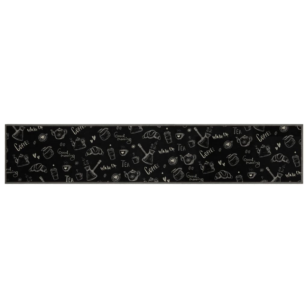 Tappeto da Cucina Lavabile Nero Mattutino 60x300 cm in Velluto