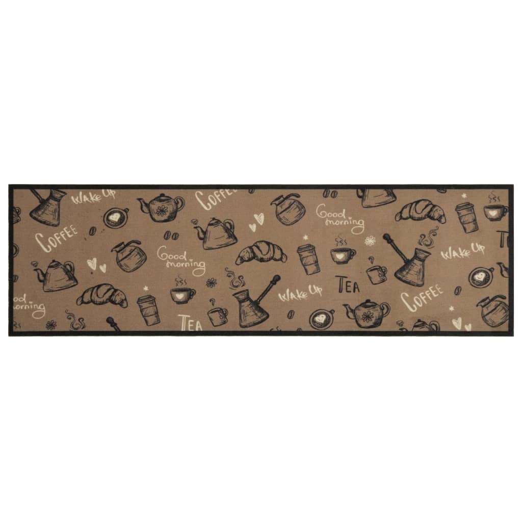 Tappeto da Cucina Lavabile Marrone Mattutino 45x150 cm Velluto