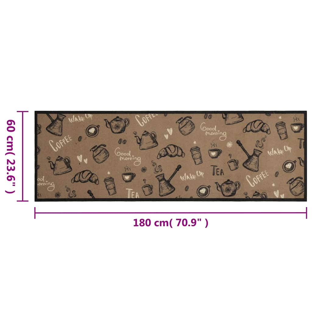 Tappeto da Cucina Lavabile Marrone Mattutino 60x180 cm Velluto
