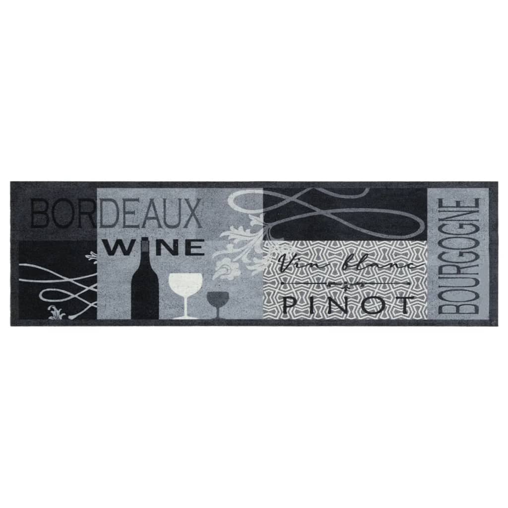 Tappeto da Cucina Lavabile Grigio Vino 45x150 cm in Velluto