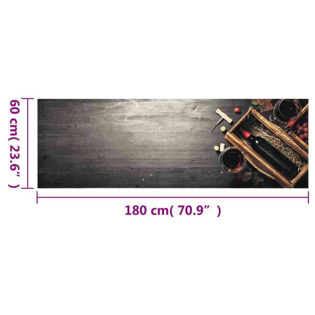 Tappeto da Cucina Lavabile Bottiglia Vino 60x180 cm in Velluto