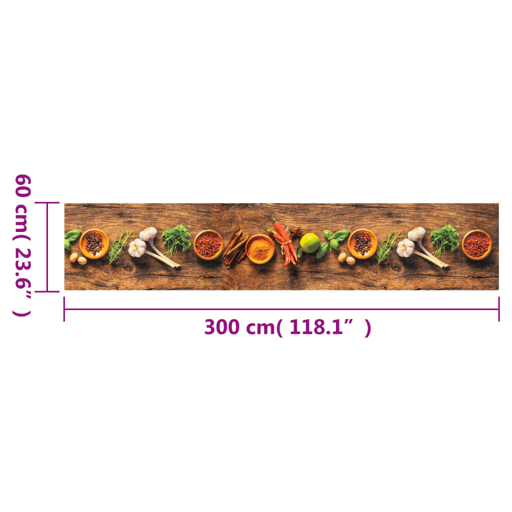 Tappeto da Cucina Lavabile Spezie 60x300 cm Velluto