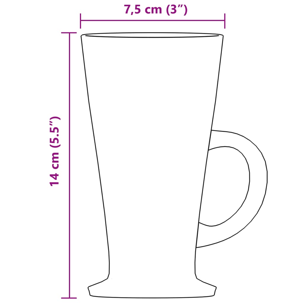 Bicchieri per Caffè Latte con Manico 6 pcs 250 ml