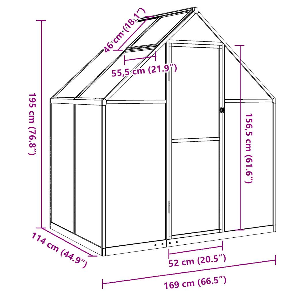 Telaio Serra con Base Antracite 169x114x195 cm in Alluminio
